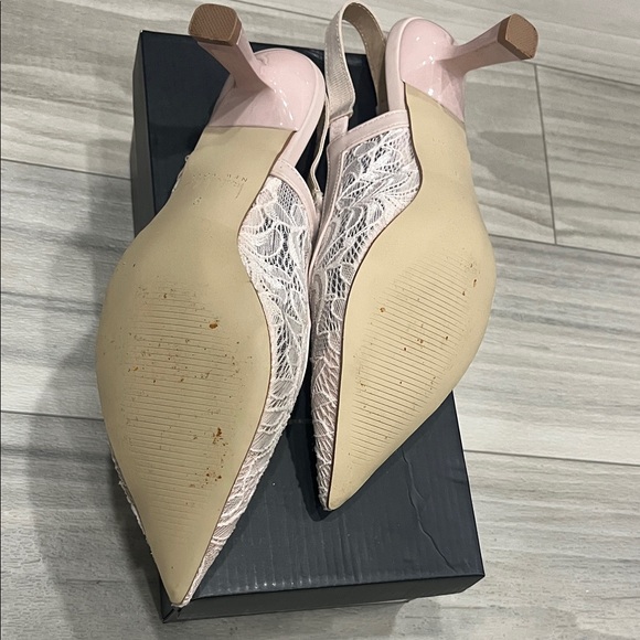 Nicole Miller Blush Lace Slingback Heels - Picture 4 of 5
